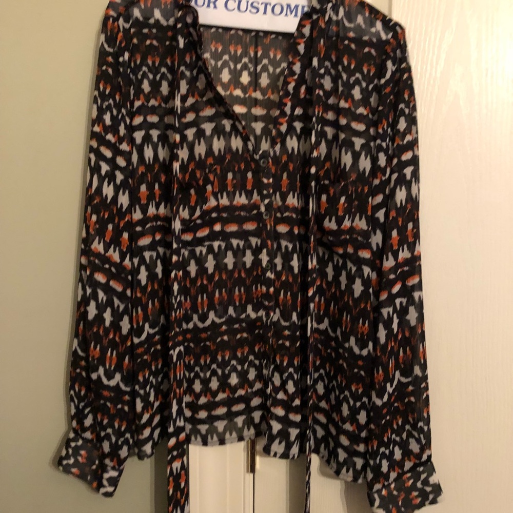 Long sleeve sheer blouse